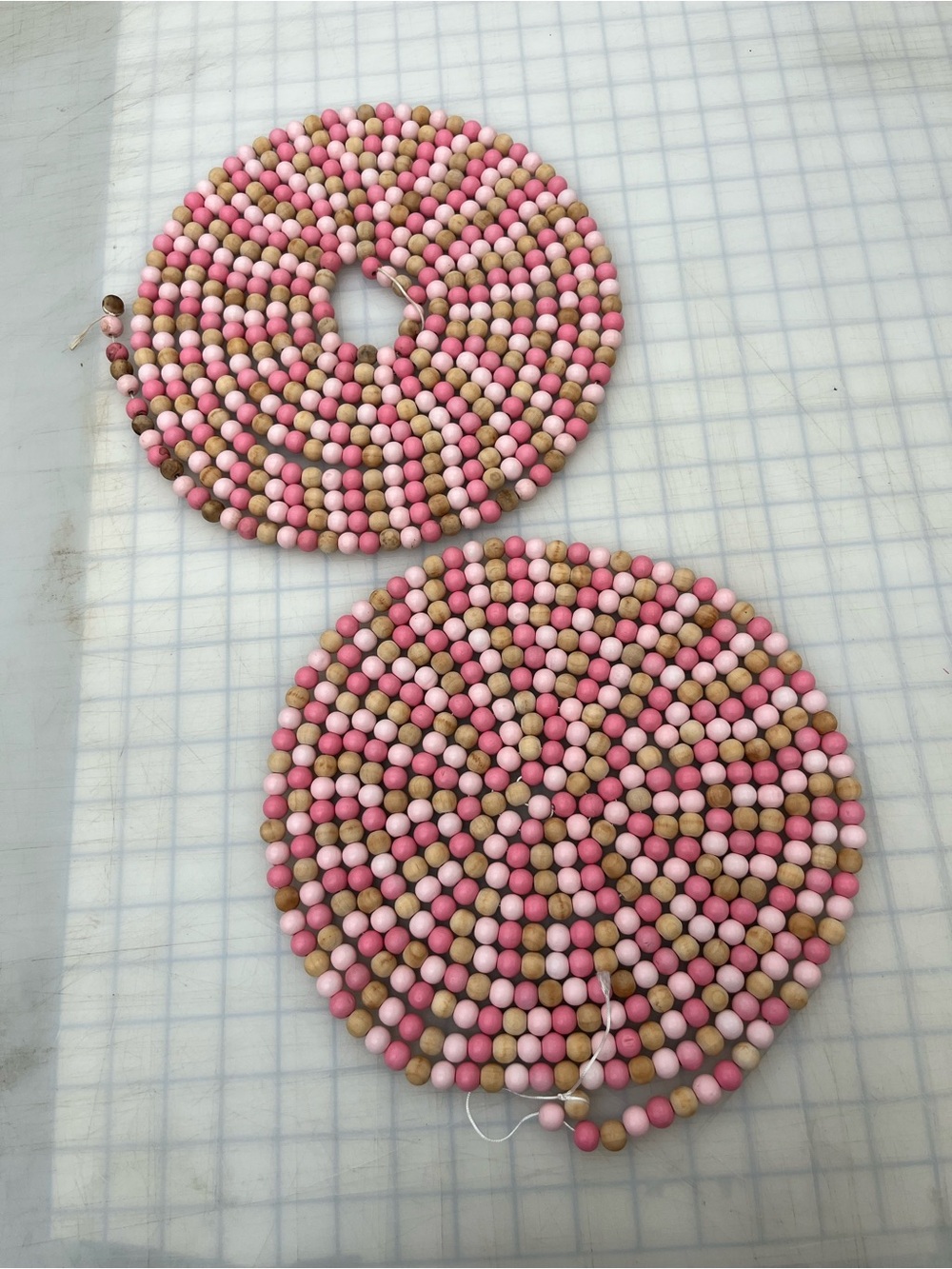 Pink & Natural Wood Beaded Garland - Set of 2